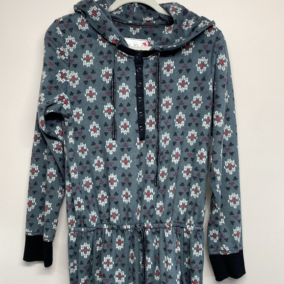 Kensie One Piece Microfleece Hooded Onesie Lounge Pajamas M - Picture 2 of 16
